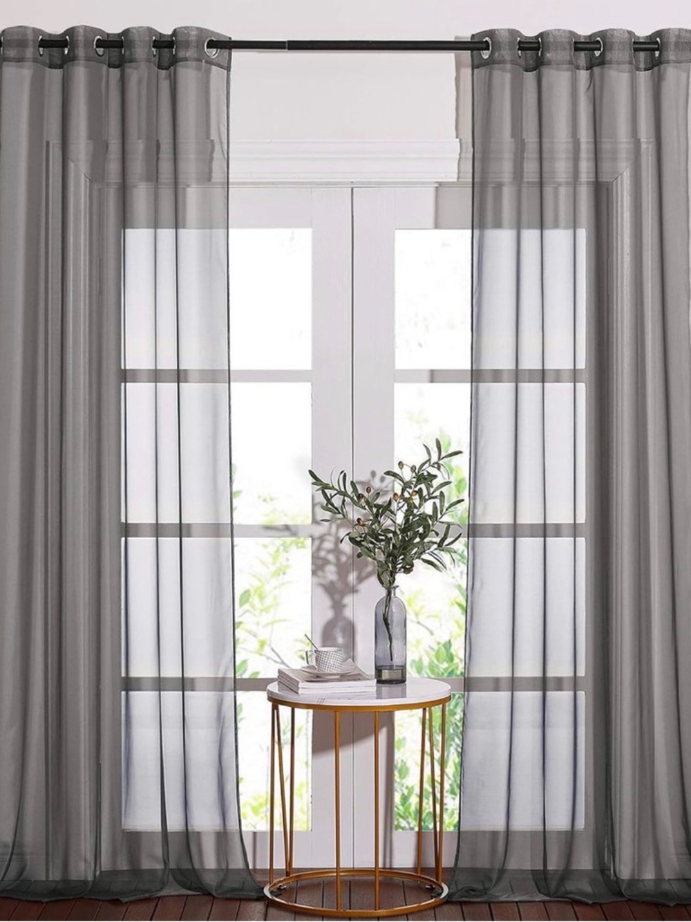 New NICETOWN Dark Grey Sheer Curtains W54 × L90